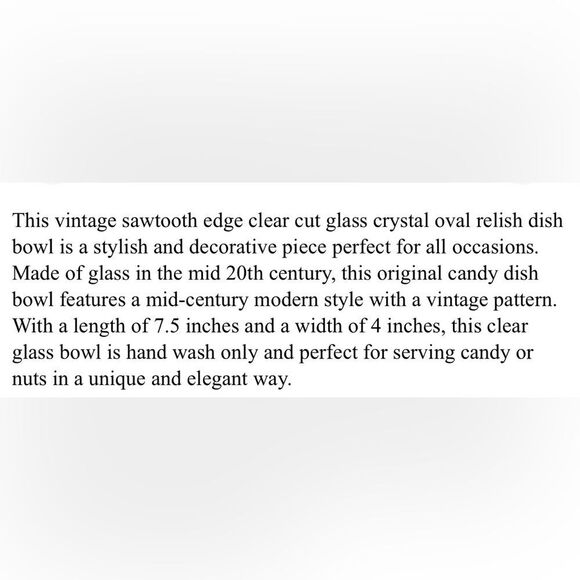24% Lead Clear Vintage Cut Glass Serving Dish Bowl Saw Tooth Scalloped Edge - Picture 13 of 14